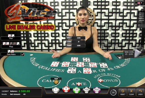 1Vice Live Dealer Casino Screenshot